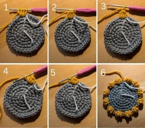 Sunflower bobble stitch steps